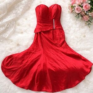 Red Formal Evening Dress Strapless Gown Size 16 Wedding Special Occasion